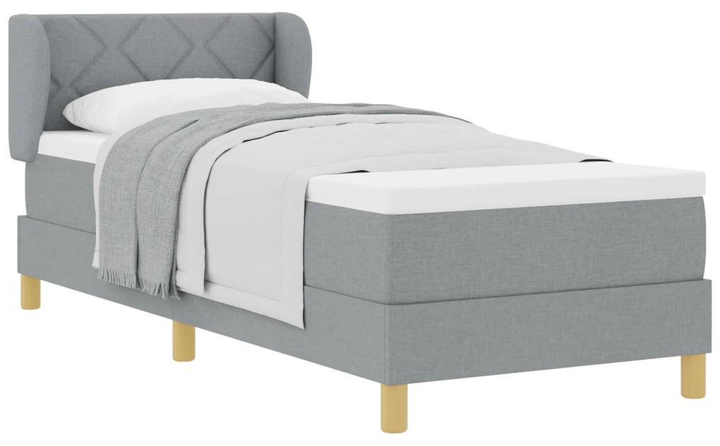 vidaXL κρεβάτι box spring  με στρώμα ανοιχτό γκρι 80x200 εκ. ύφασμα