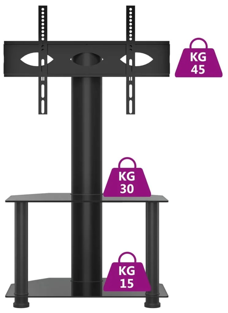 vidaXL Βάση Τηλεόρασης Γωνιακή 2 Επιπέδων για 32-70 Ιντσών Μαύρη