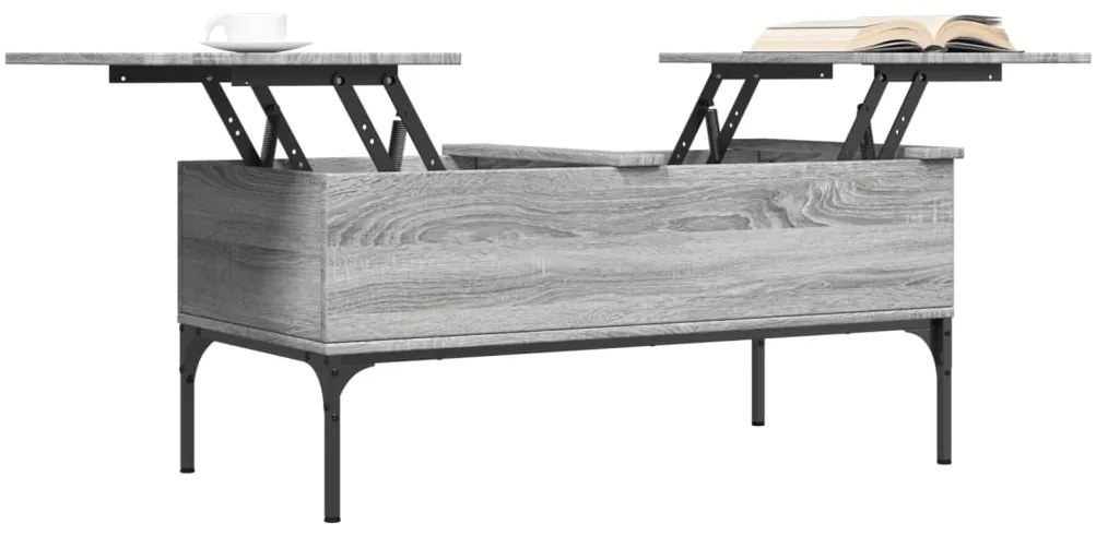 vidaXL Τραπεζάκι Σαλονιού Γκρι Sonoma 100x50x45 εκ Επεξ Ξύλο + Μέταλλο