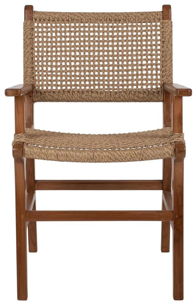 Καρέκλα-Πολυθρόνα C9385.01 Μασίφ Ξύλο Teak Rattan και Σχοινί 54x58x88Υεκ. 54x58x88 εκ.