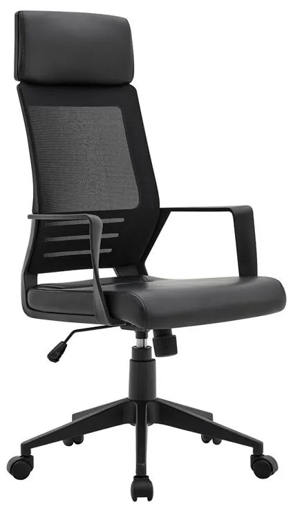 BF2500 Πολυθρόνα Γραφείου Διευθυντή Mesh Μαύρο - Pu Μαύρο 58x62x116/126cm ΕΟ607,1