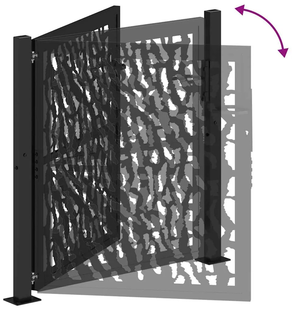 vidaXL Πόρτα Κήπου Μαύρη με Σχέδιο Ατσάλινης Γραμμής 100x100 εκ.
