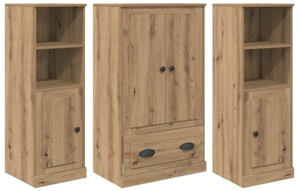 vidaXL Highboard με συρτάρι 3 pcs Artisan Oak Επεξεργασμένο ξύλο