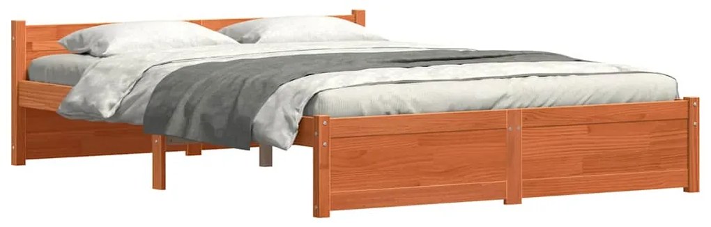 vidaXL Σκελετός Κρεβατιού Καφέ κεριού 140 x 190 cm Μασίφ ξύλο πεύκου