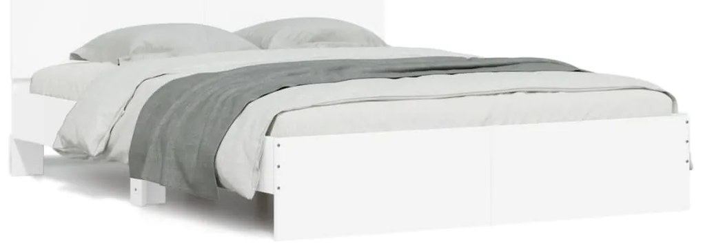 vidaXL Πλαίσιο Κρεβατιού με Κεφαλάρι/LED Λευκό 150 x 200 εκ