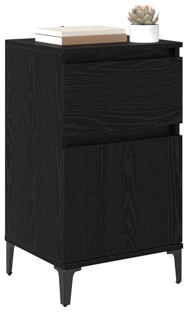 vidaXL Κομοδίνο 2 pcs Μαύρη Οξυά 40 x 35 x 70 εκ. Επεξεργασμένο ξύλο