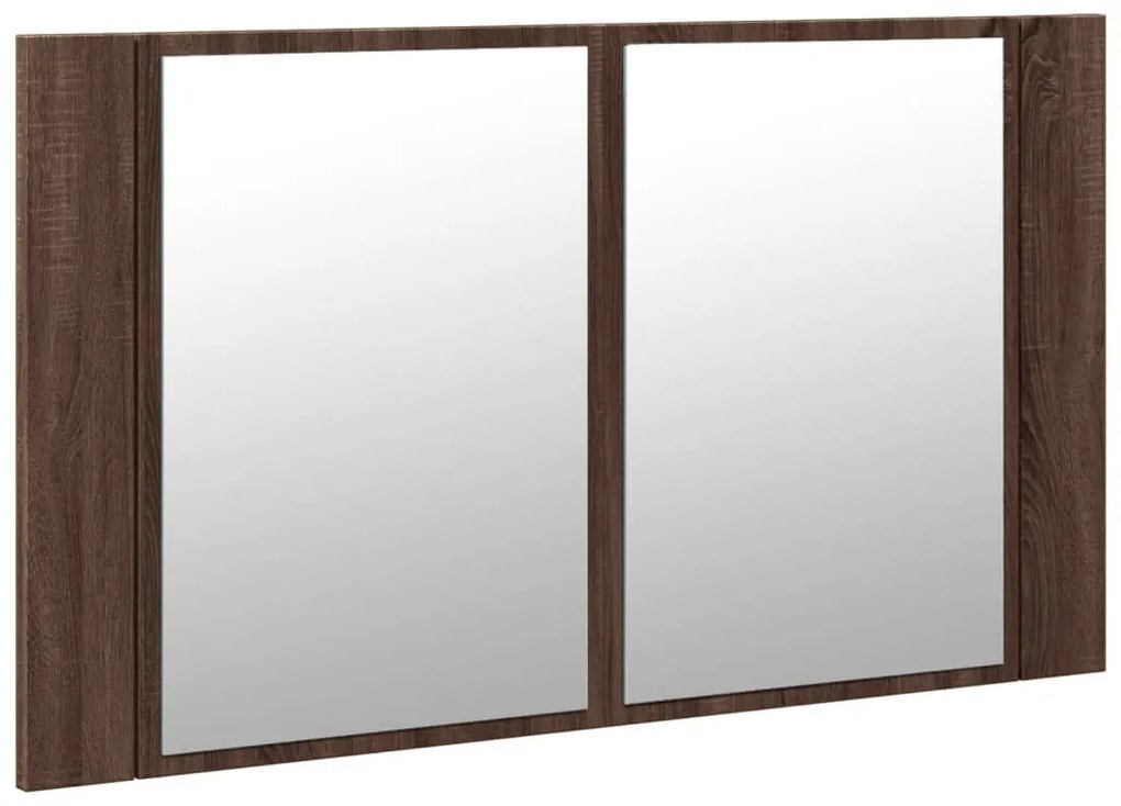 Ντουλάπι Μπάνιου Καθρέφτη/Φως LED Καφέ Δρυς 80x12x45εκ Ακρυλικό 834953