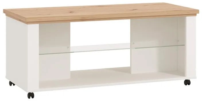 Τραπεζάκι Σαλονιού Valencia Λευκό - Artisan Oak - Λευκό Μάτ 114,5x50,5x49 εκ. 114.5x50.5x49 εκ.