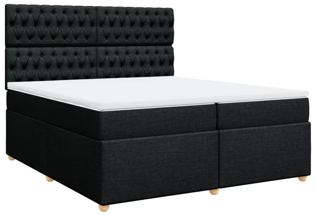 vidaXL Κρεβάτι Boxspring με Στρώμα Μαύρο 200x200 εκ. Υφασμάτινο