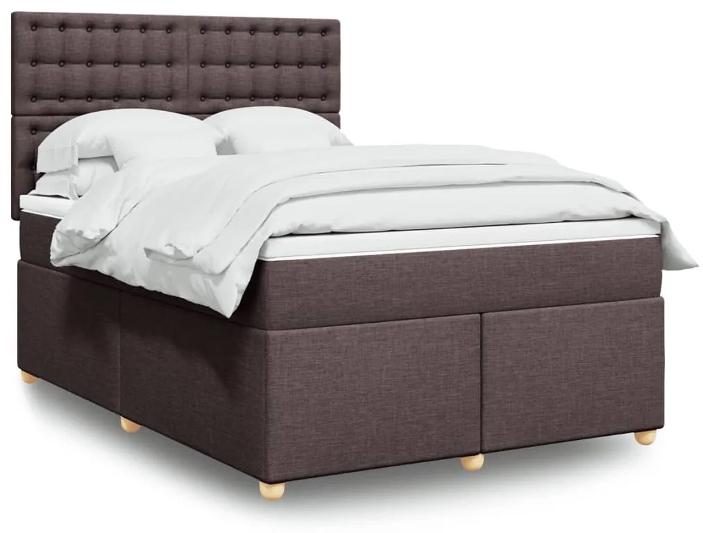 vidaXL Κρεβάτι Boxspring με Στρώμα Σκούρο Καφέ 160x200 εκ Υφασμάτινο