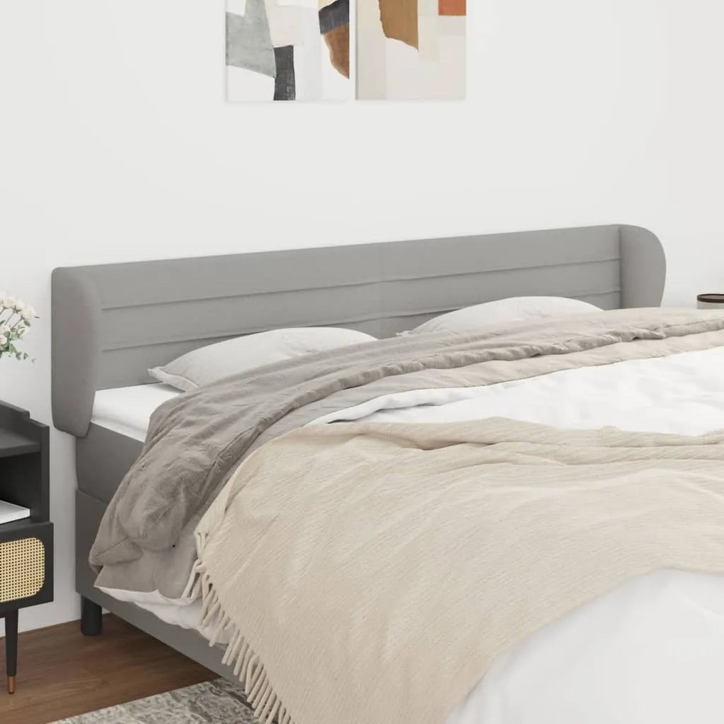 Κεφαλάρι με Πτερύγια Ανοιχτό Γκρι 183x23x78/88 εκ. Υφασμάτινο 3117298