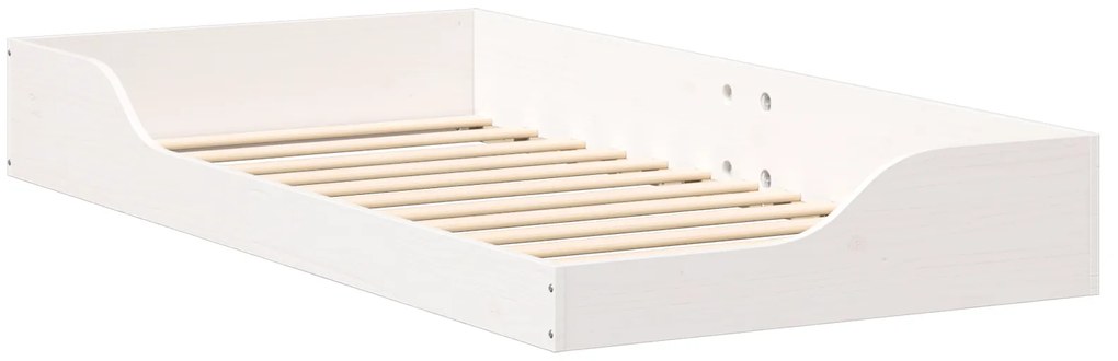 vidaXL Κρεβάτι δαπέδου Λευκό 90 x 190 cm Συμπαγές ξύλο πεύκου