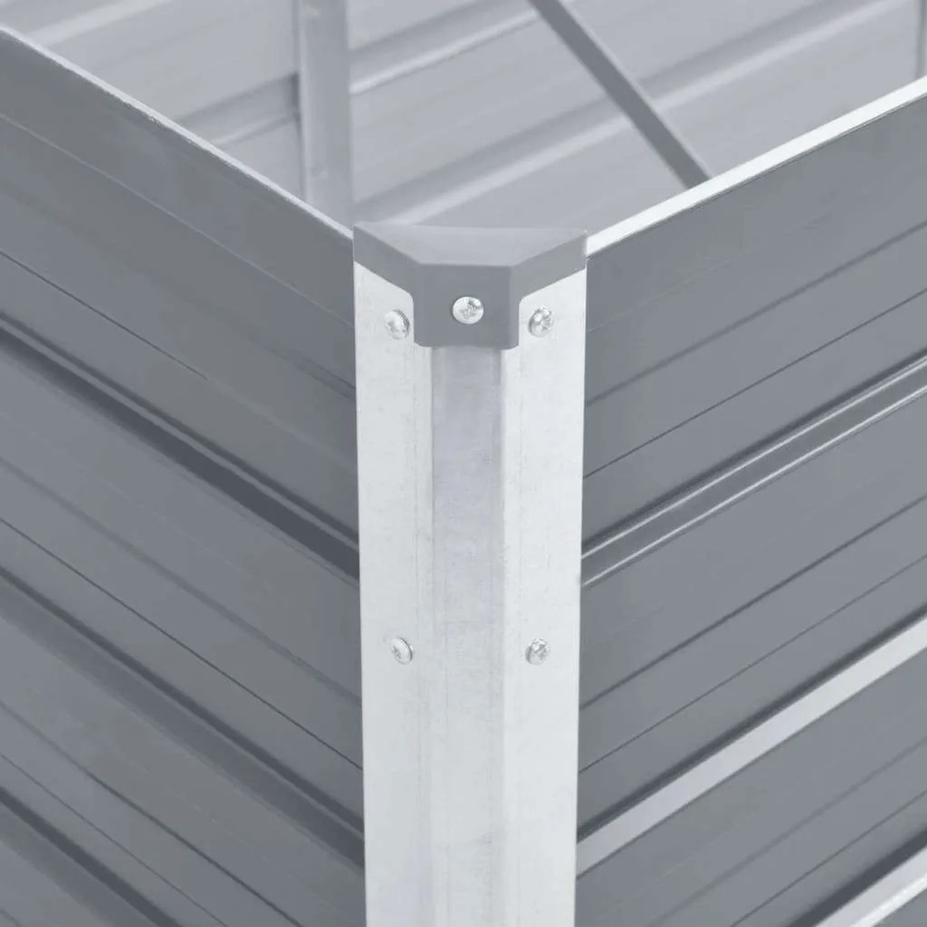vidaXL Ζαρντινιέρα Υπερυψωμένη Γκρι 400x80x77 εκ. Γαλβαν. Χάλυβας