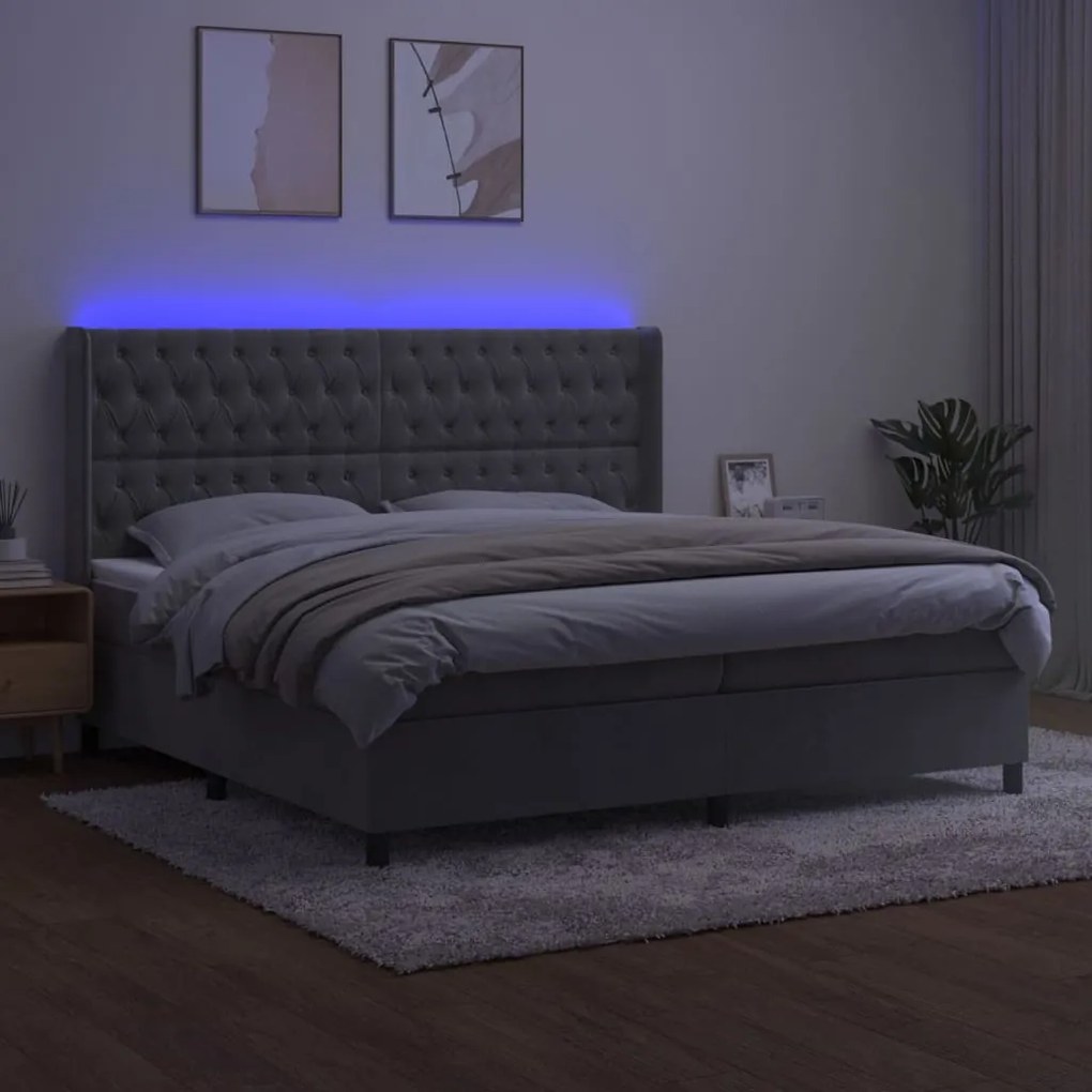 ΚΡΕΒΑΤΙ BOXSPRING ΜΕ ΣΤΡΩΜΑ &amp; LED ΑΝ.ΓΚΡΙ 200X200 ΕΚ. ΒΕΛΟΥΔΙΝΟ 3139763