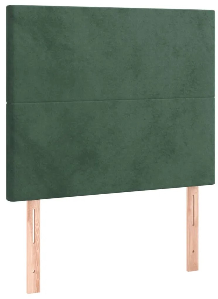 vidaXL Κρεβάτι Boxspring με Στρώμα Σκούρο Πράσινο 120x200εκ. Βελούδινο