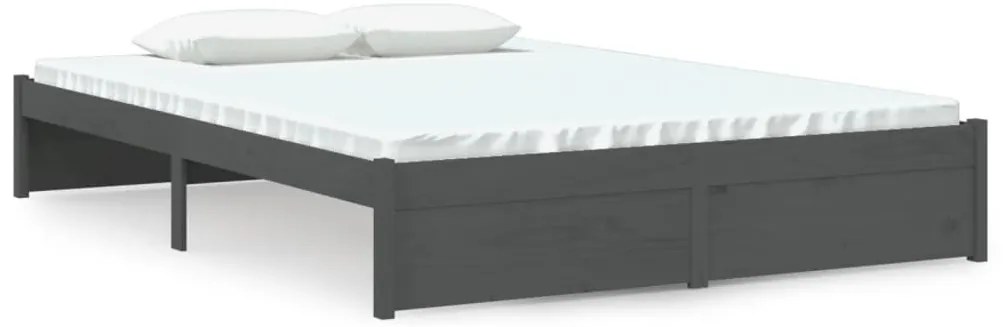 vidaXL Πλαίσιο Κρεβατιού Γκρι 140 x 190 εκ. από Μασίφ Ξύλο