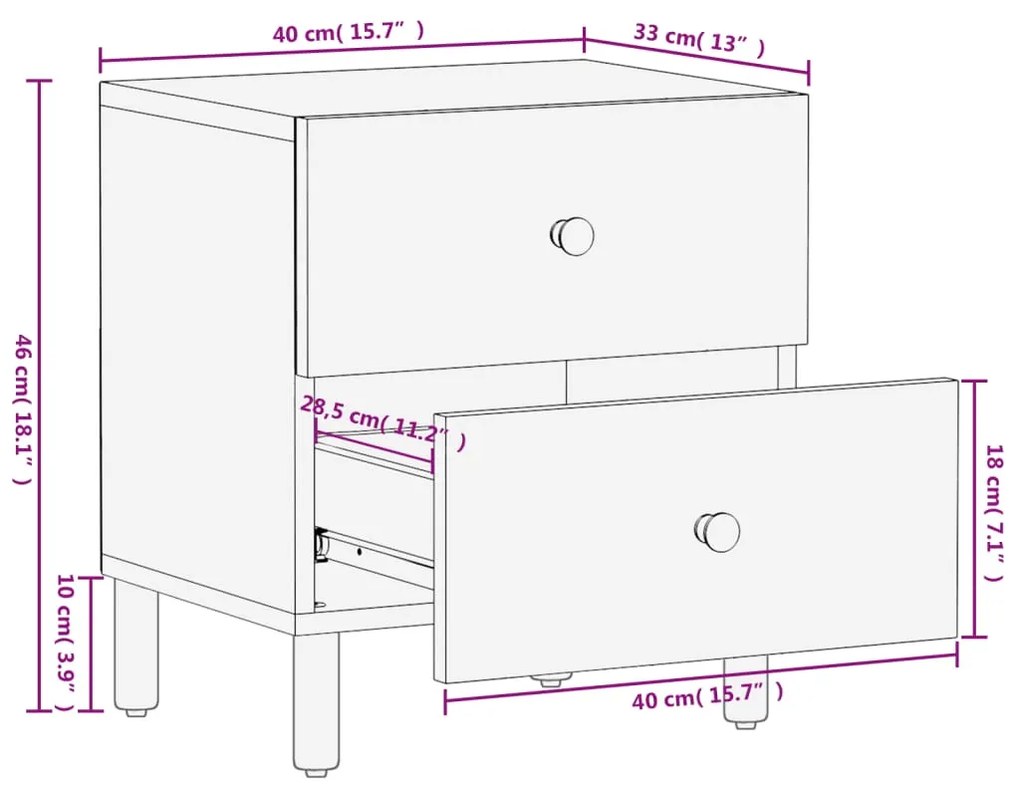 ΚΟΜΟΔΙΝΟ ΜΑΥΡΟ 40 X 33 X 46 ΕΚ. ΑΠΟ ΜΑΣΙΦ ΞΥΛΟ ΜΑΝΓΚΟ 356817