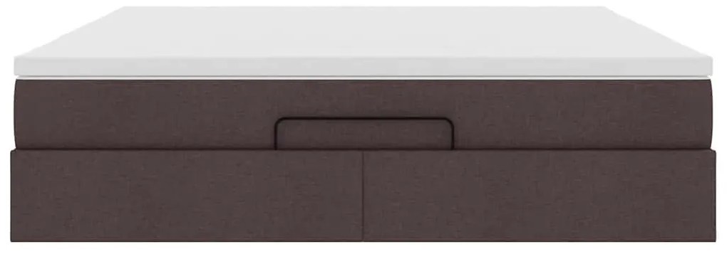 vidaXL Οθωμανικό κρεβάτι με στρώμα σκούρο καφέ 160x200cm ύφασμα