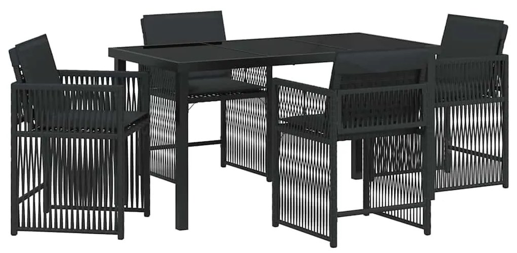 vidaXL Σέτ φαγητού για κήπο 5 pcs Μαύρο συνθετικό ρατάν