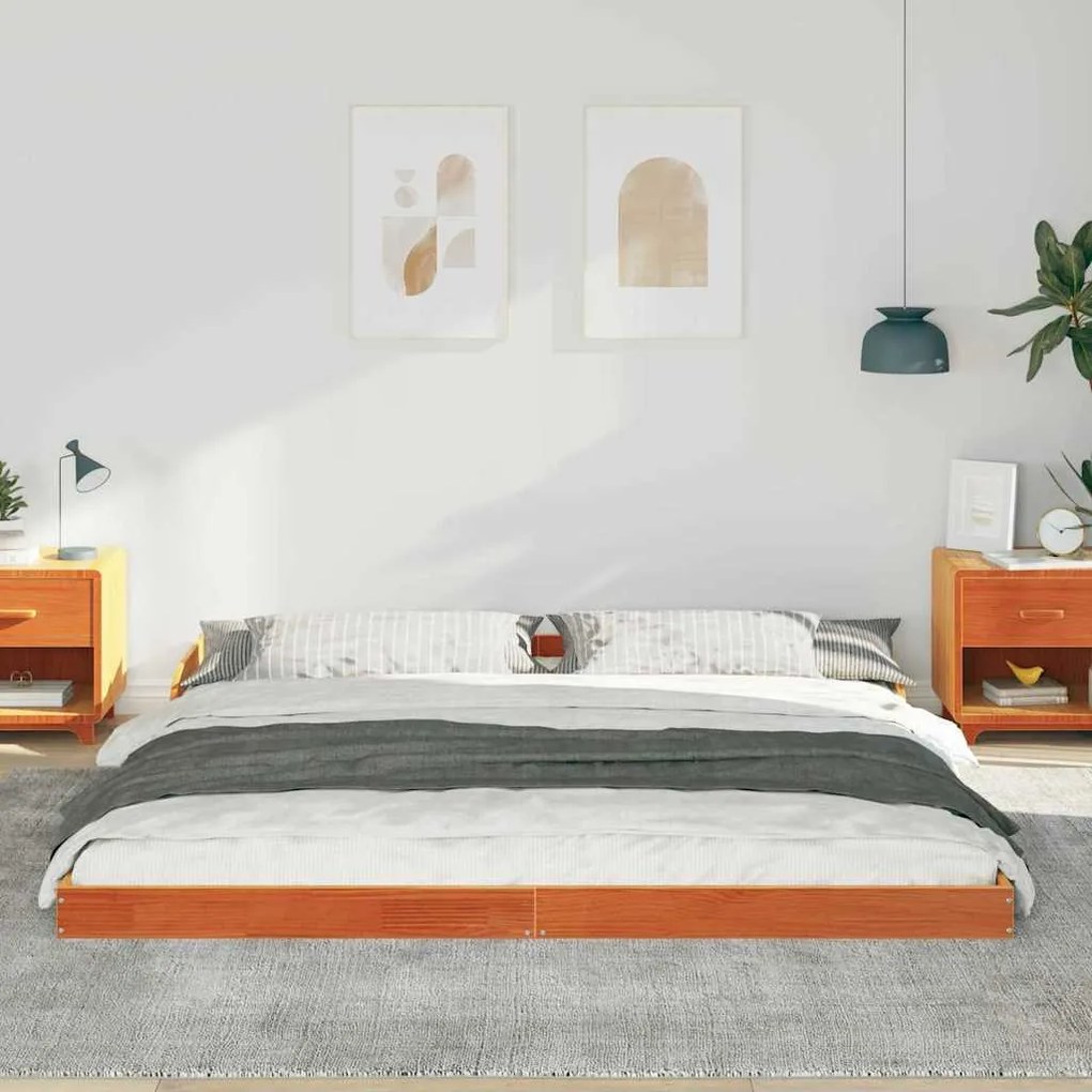 vidaXL Σκελετός Κρεβατιού Καφέ κεριού 200 x 210 cm Μασίφ ξύλο πεύκου