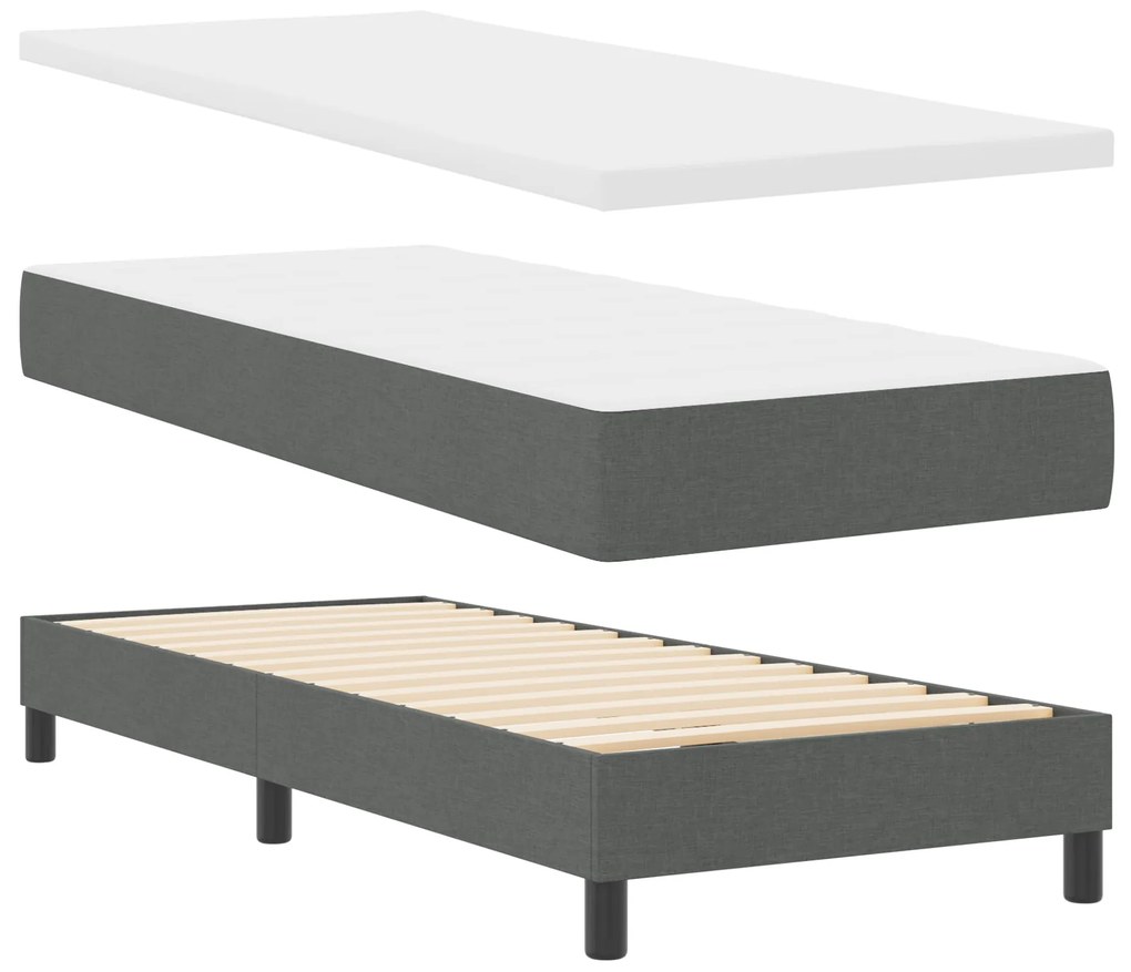 vidaXL Κρεβάτι Box Spring με Στρώμα – Σκούρο Γκρι, 80 x 200 εκ. Ύφασμα