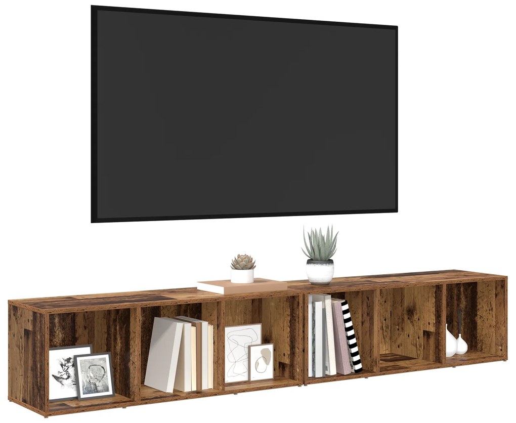 vidaXL Σετ επίπλου τηλεόρασης 2 pcs Παλιό Ξύλο 37 x 35 x 107 εκ