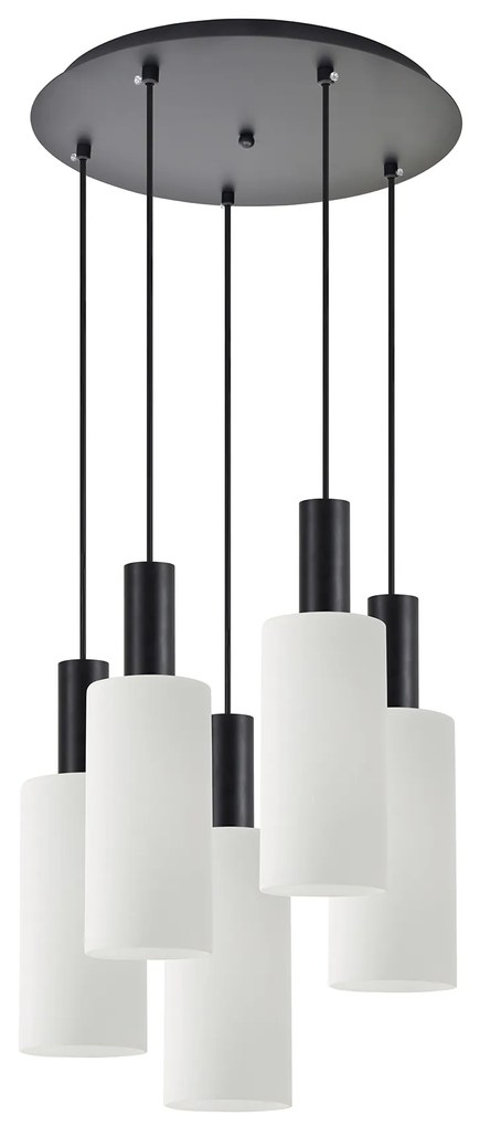 Φωτιστικό Οροφής SE21-BL-4-5BL-GL3 ADEPT TUBE Black Pendant White Glass+ - 77-8566 - 51W - 100W - 77-8566