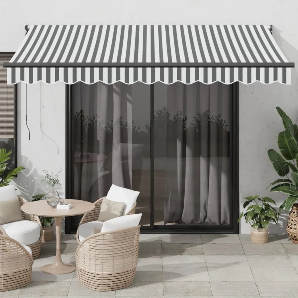 vidaXL Τέντα Πτυσσόμενη Ανθρακί και Λευκή 3,5x2,5μ. Ύφασμα / Αλουμίνιο