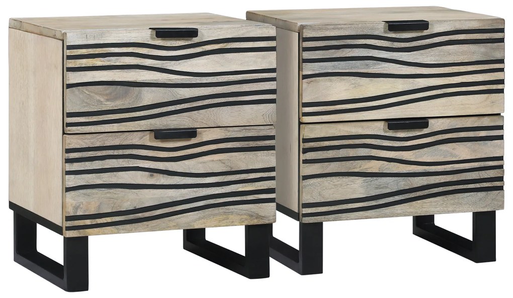 vidaXL Κομοδίνα με συρτάρι 2 pcs Καρυδιά 40 x 33.5 x 46 εκ