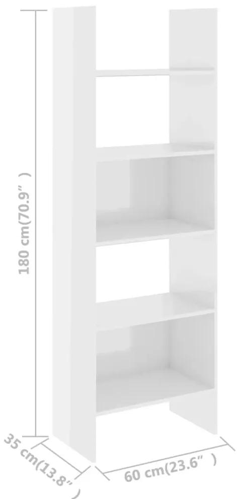 Βιβλιοθήκη Γυαλιστερό Λευκό 60 x 35 x 180 εκ. από Μοριοσανίδα - Λευκό
