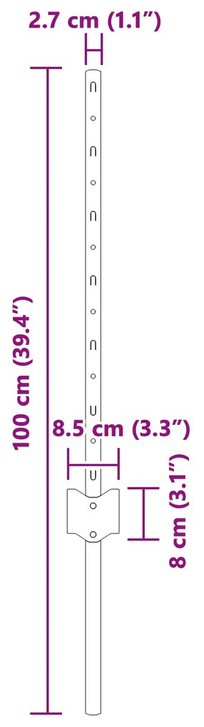 vidaXL Κοντάρια φράχτη 44 κομμάτια U-Channel Ασημί 100 cm Χάλυβας