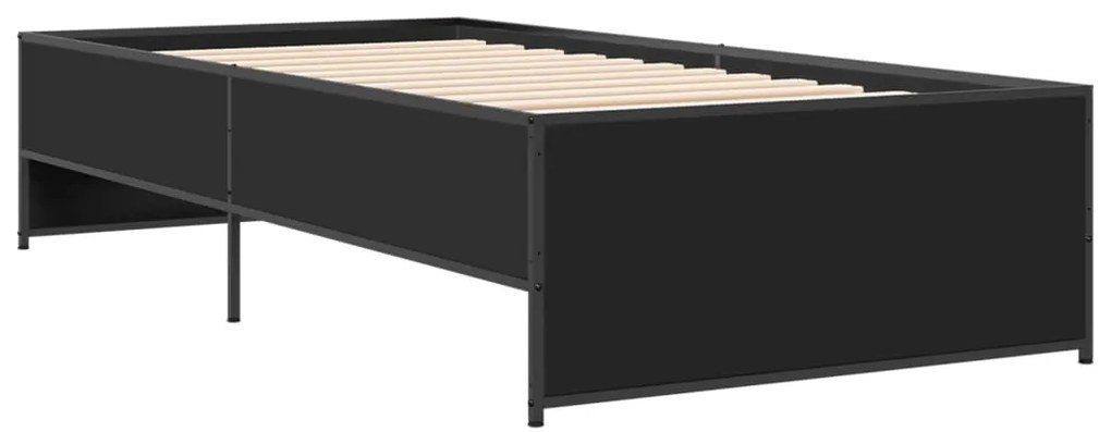 vidaXL Πλαίσιο Κρεβατιού Μαύρο 90 x 190 εκ. Επεξ. Ξύλο &amp; Μέταλλο