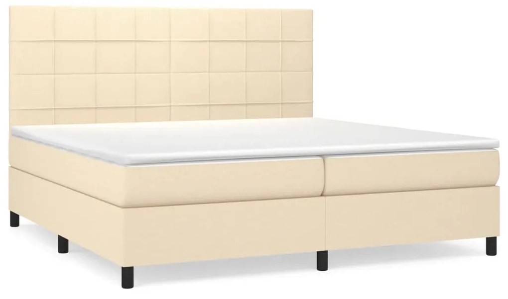 vidaXL Κρεβάτι Boxspring με Στρώμα Κρεμ 200x200 εκ. Υφασμάτινο