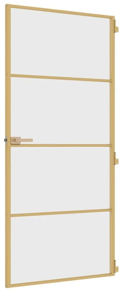 vidaXL Εσωτερική Πόρτα Χρυσή 93 x 201,5 εκ. Ψημένο Γυαλί & Αλουμίνιο