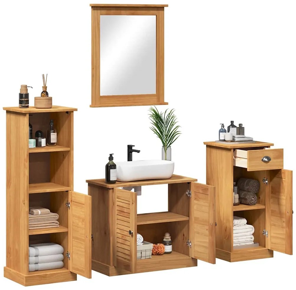 vidaXL Σετ Επίπλων Μπάνιου VIGO 4 pcs καφέ μελί 37 x 34 x 110 εκ