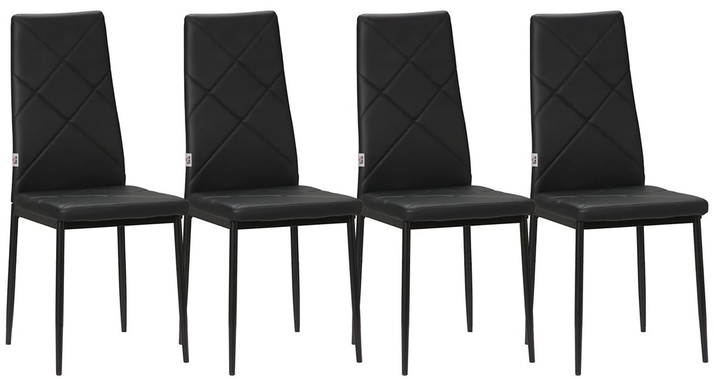 HOMCOM Σετ 4 καρεκλών τραπεζαρίας, μοντέρνος σχεδιασμός, 41 cm x 50 cm x 97 cm, Μαύρο