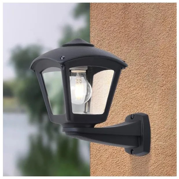 Απλίκα Φωτιστικό Τοίχου E27 60W IP55 Μαύρο Roby 145-26070 Eurolamp 145-26070 Μαύρο