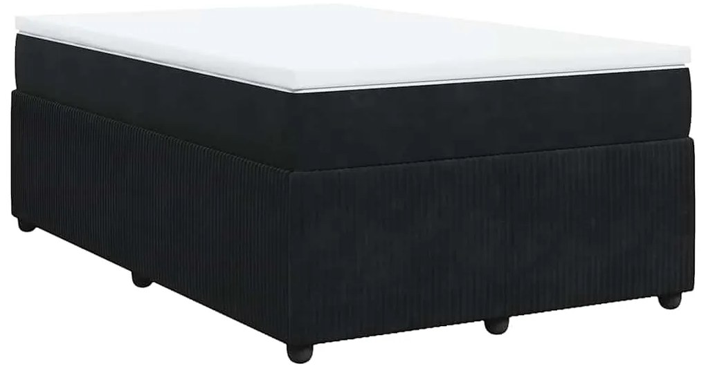 vidaXL Κρεβάτι Boxspring με Στρώμα Μαύρο 120x190 εκ. Βελούδινο
