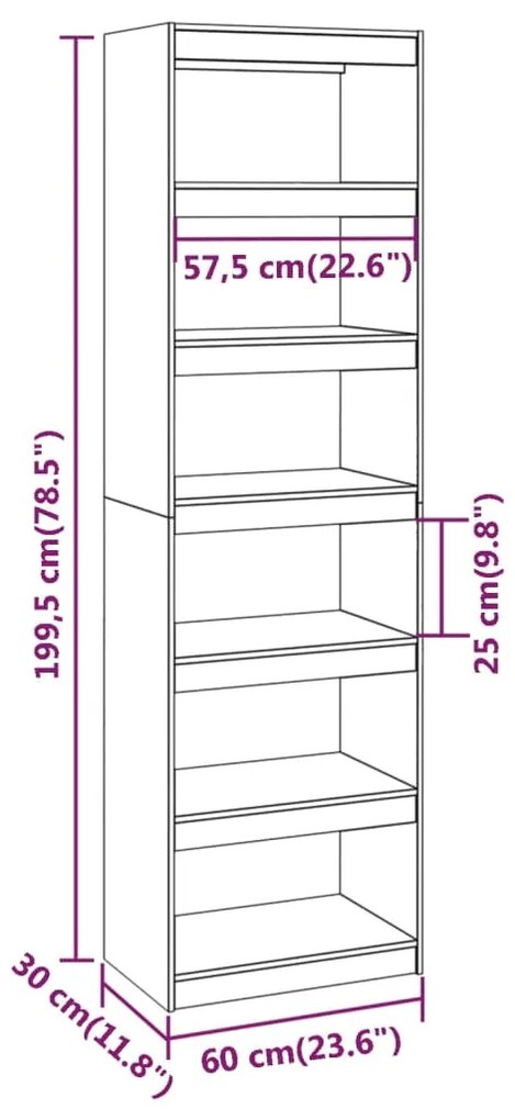 ΒΙΒΛΙΟΘΗΚΗ/ΔΙΑΧΩΡΙΣΤΙΚΟ ΧΩΡΟΥ ΛΕΥΚΗ 60X30X199,5 ΕΚ. ΜΑΣΙΦ ΠΕΥΚΟ 808179