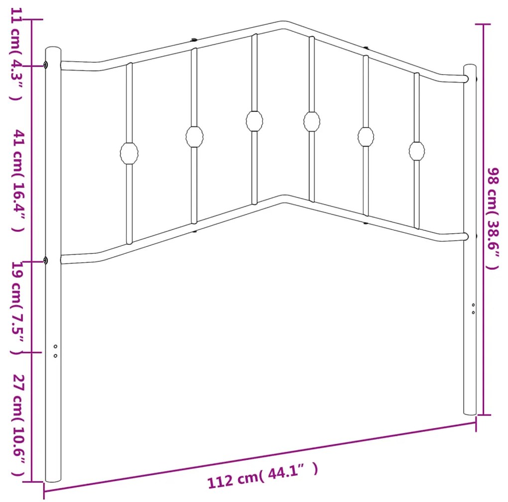 vidaXL Κεφαλάρι Μαύρο 107 εκ. Μεταλλικό