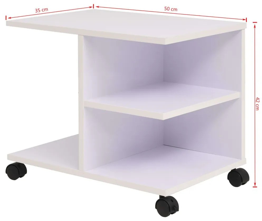 Ραφιέρα με Ρόδες Λευκό Χρώμα 50 x 35 x 42 εκ. - Λευκό