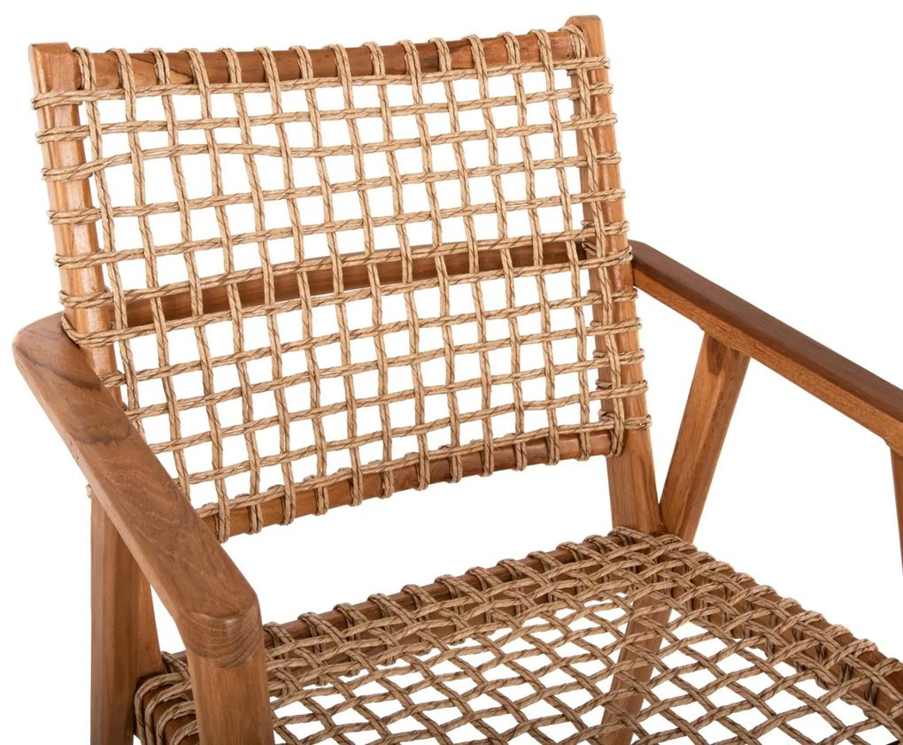 Πολυθρόνα VAYA Ξύλο Teak και Συνθετικό Σχοινί Φυσικό 53,5x60,5x85Υεκ. 53.5x60.5x85 εκ.