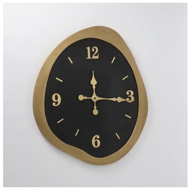 Ρολόι Τοίχου Μεταλλικό Μαύρο-Χρυσό 50x60x2.5cm 753-10063 Estheti 753-10063 Μαύρο-Χρυσό