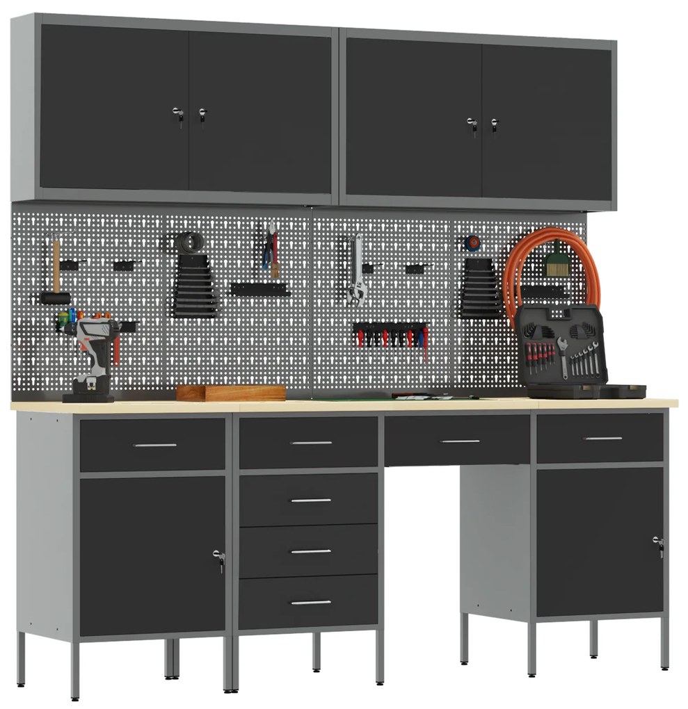 vidaXL Set Εργαλειοθήκης 10 Τεμαχίων Μαύρο Ατσάλι