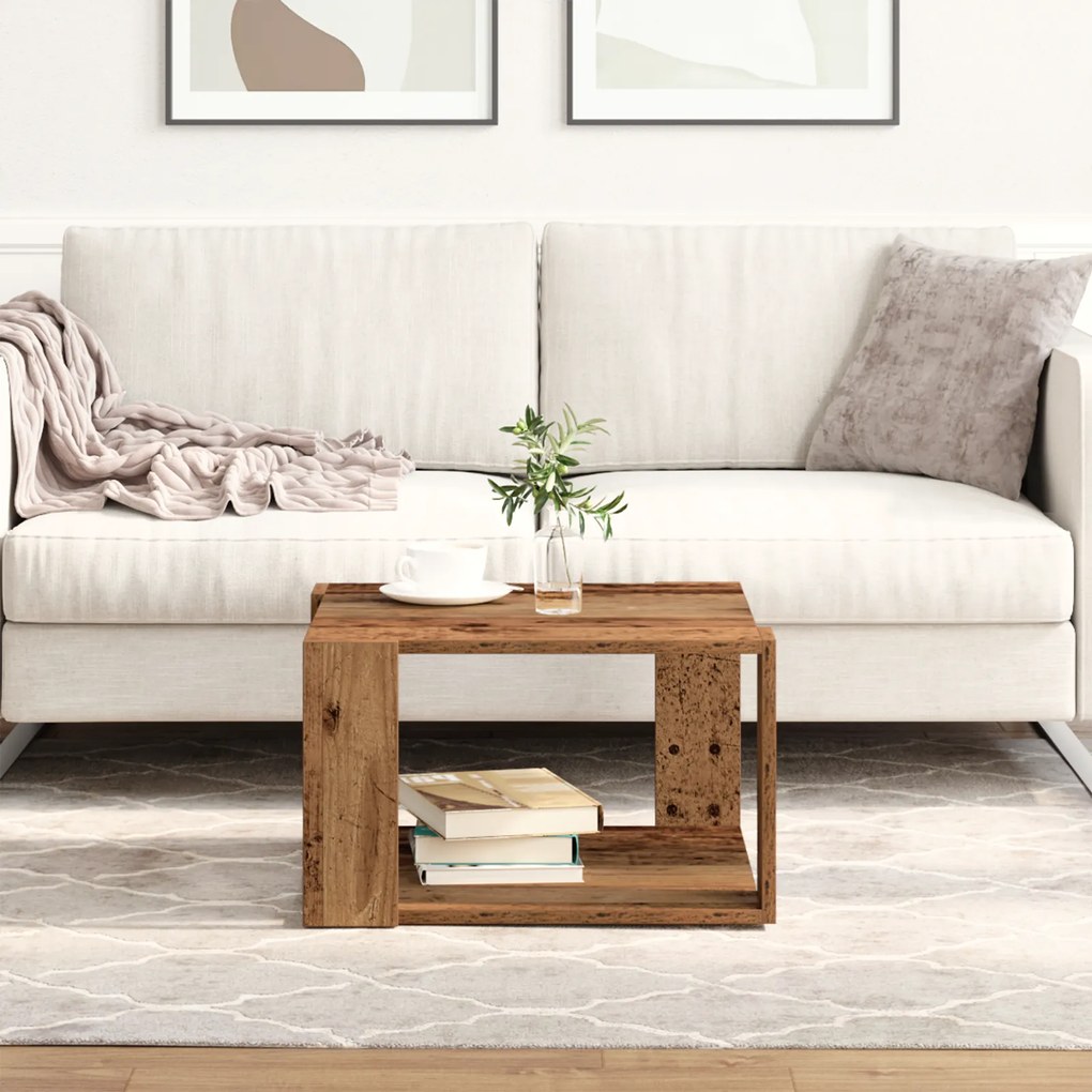 vidaXL Τραπέζι Καφέ Παλιό Ξύλο 51.5x51.5x30 εκ. Φτιαγμένο από Ξύλο