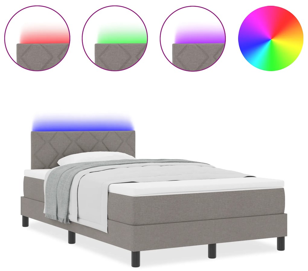 vidaXL Κρεβάτι με στήριγμα και LED ταπέτο 120x190 εκ. Υφασμάτινο