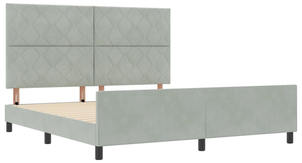 vidaXL Σκελετός Κρεβατιού Ανοιχτό γκρι 180 x 200 cm Βελούδο