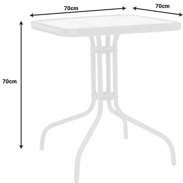 Σετ κήπου - Τραπεζαρία Watson - Obbi μέταλλο - γυαλί λευκό 70x70x70 εκ. 70x70x70 εκ.