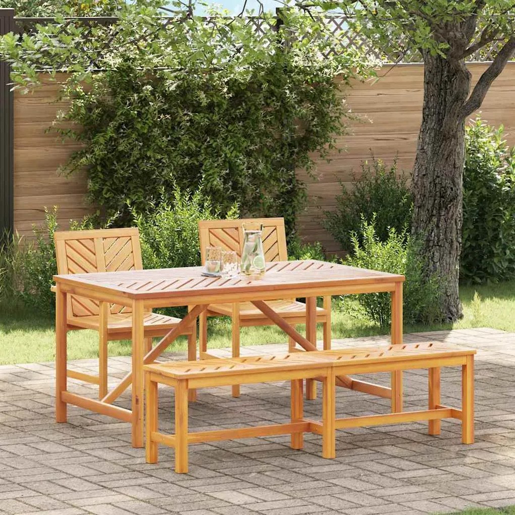 vidaXL Σέτ φαγητού για κήπο 4 pcs Καφέ 150 x 90 x 74 cm