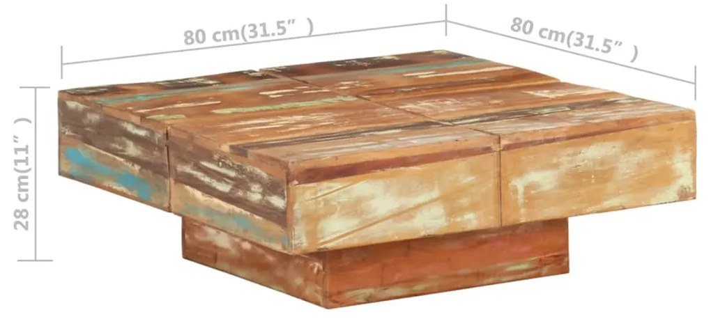 ΤΡΑΠΕΖΑΚΙ ΣΑΛΟΝΙΟΥ 80 X 80 X 28 ΕΚ. ΑΠΟ ΜΑΣΙΦ ΑΝΑΚΥΚΛΩΜΕΝΟ ΞΥΛΟ 323594